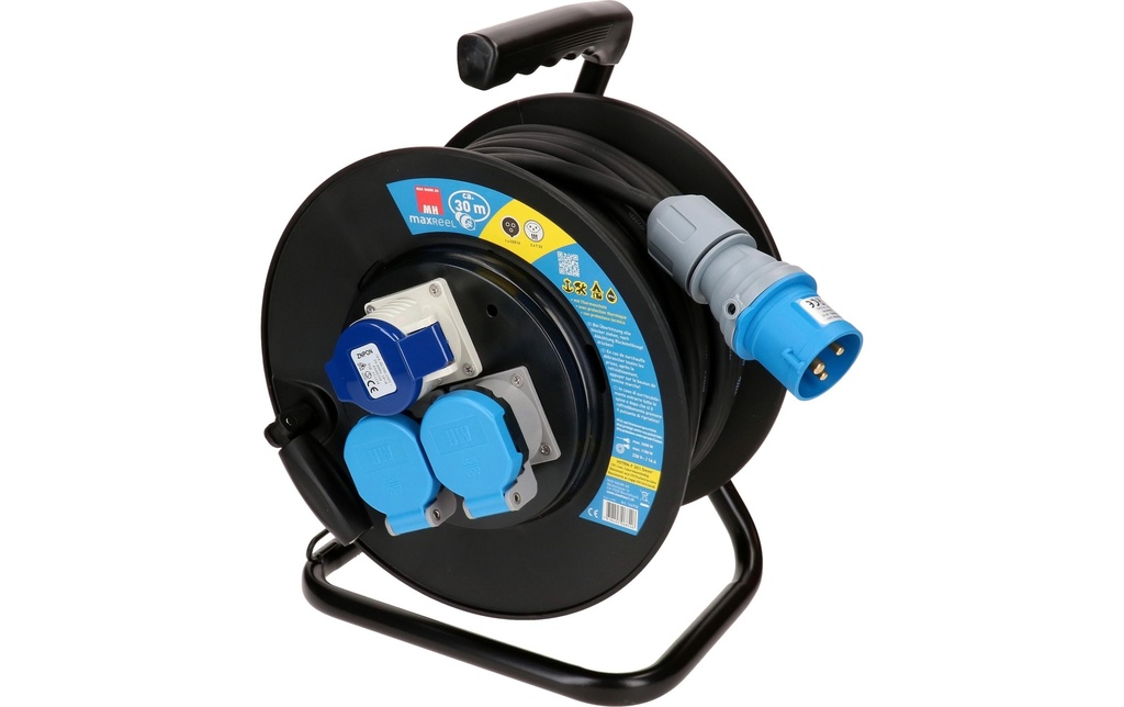Max Hauri Bobine de câble 30 m, 2x T23, 1x CEE16/3, Noir