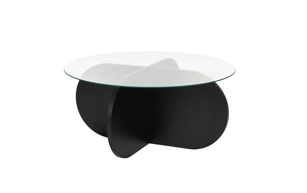 Woody Fashion Table basse Aeris Wood Black 75 x 35 cm, Noir/Transparent