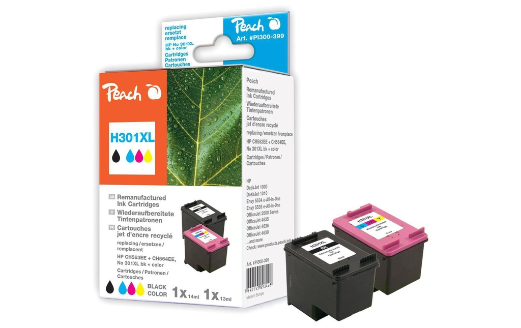 Peach Kits d’encre HP Nr. 301XL (CH563EE/CH564EE) BK, C, M, Y