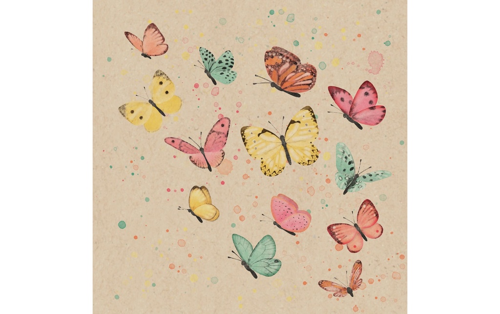 Braun + Company Serviettes en papier Papillons, 33 cm x 33 cm, 20 Pièce/s