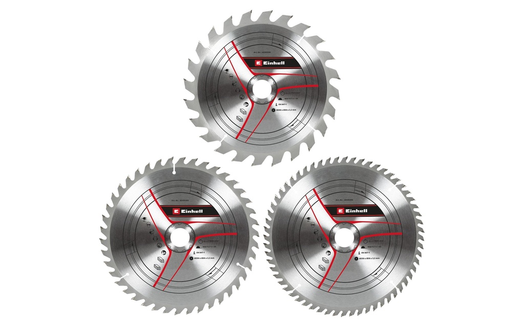 Einhell Jeux de lames de scie circulaire Ø 250 x 30 mm, 3 pièces