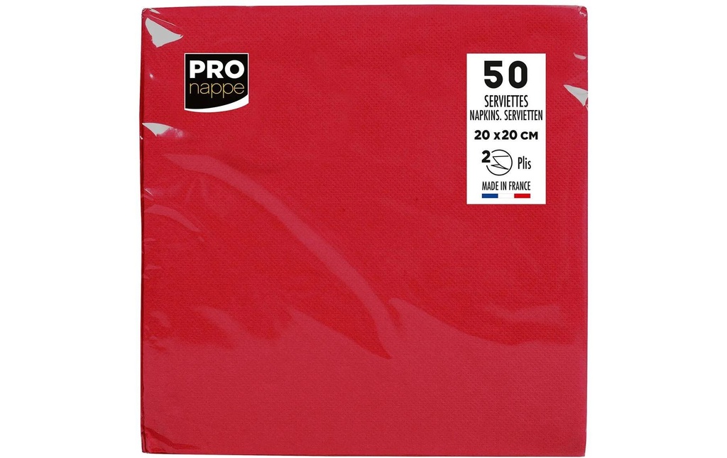 PRO nappe Serviettes en papier 20 cm x 20 cm, 50 Pièce/s, Rouge