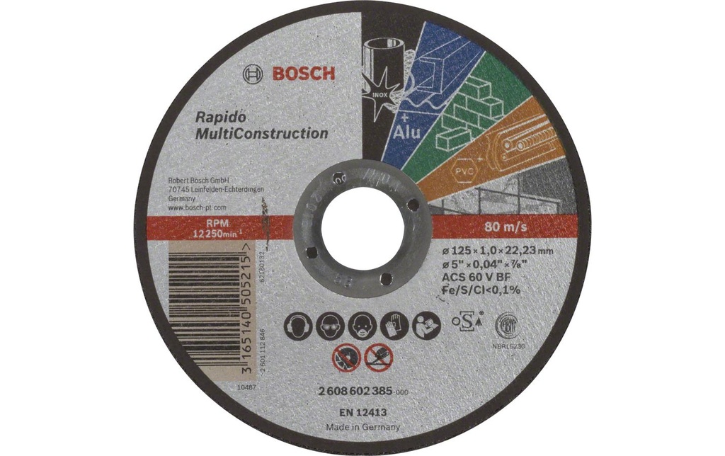 Bosch Professional Disque à trancher droit Multi Construction 125 x 1 mm