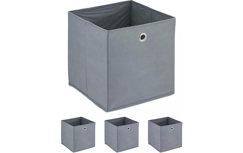 relaxdays Boîte de rangement, lot de 4 Gris