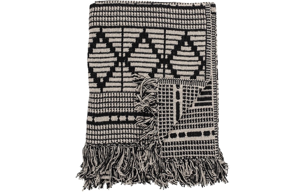 Bloomingville Couverture Bon 130 x 160 cm, Noir/Blanc