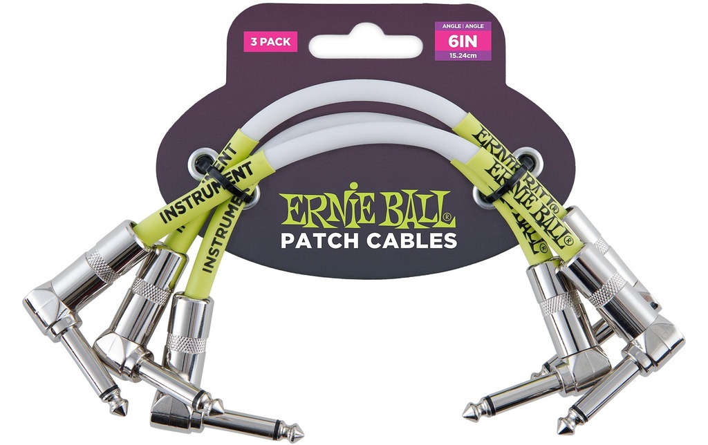 Ernie Ball Câble patch 6051 Paquet de 3 - 0.15 m, Blanc