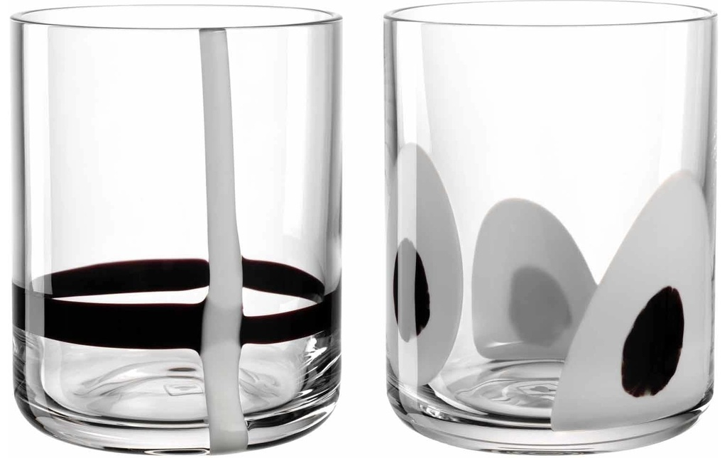 LEONARDO Gobelet Banda Nera 300 ml, 2 pièces, Transparent/Noir