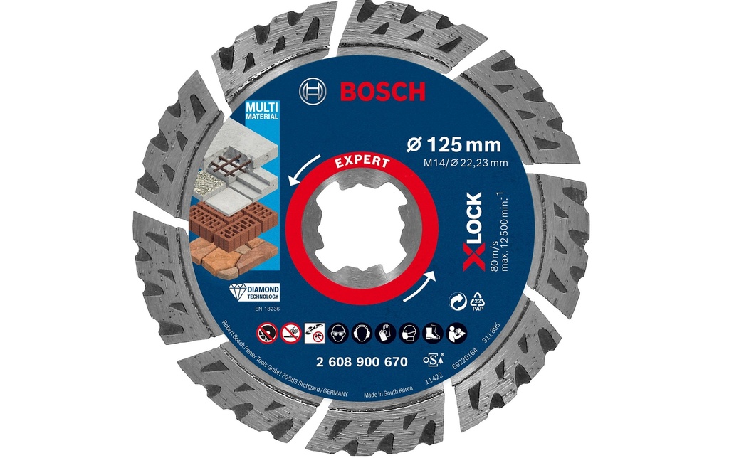 Bosch Professional Disque à tronçonner diamanté X-LOCK Expert MultiMaterial 125 mm