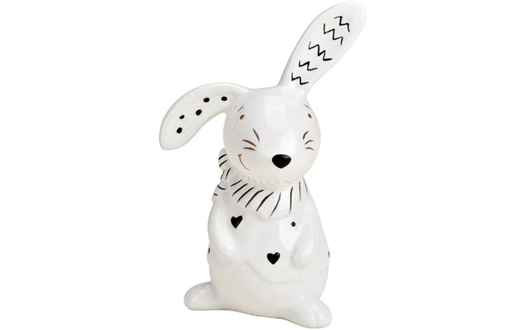 G. Wurm Présentoir Lapin 12 cm, Noir, Blanc