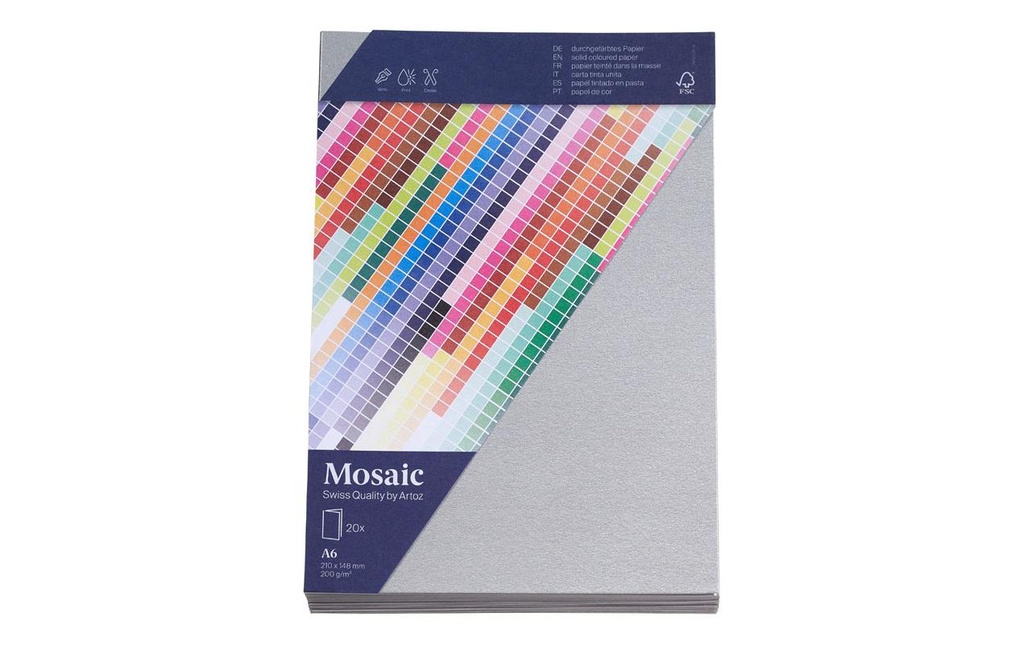 Artoz Carte vierge Mosaic A6, 20 pièces, Argenté