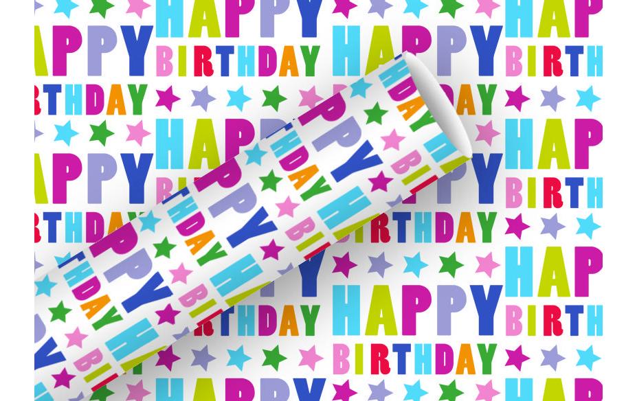 [436070012] BRAUN + COMPANY Papier cadeau  Happy Birthday (2 pces)