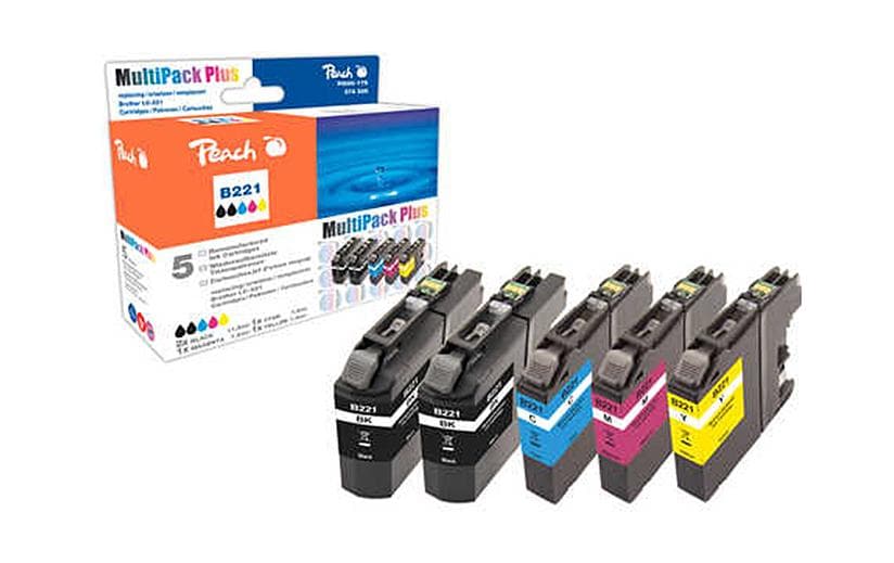 Peach Kits d’encre Brother LC-221 2x BK, 1x Cyan, Magenta, Yellow