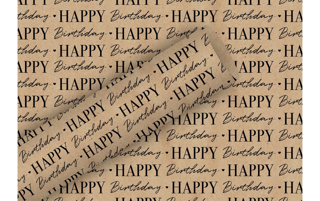 [436090004] BRAUN + COMPANY Papier cadeau kraft Birthday (2 pces)