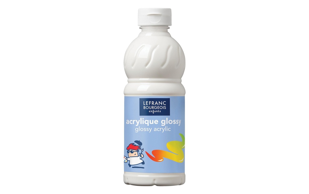 LEFRANC Peinture acrylique Glossy 500 ml, Blanc, Finition paillettes