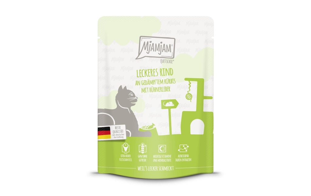 Mjamjam Alimentation humide Quetschie de bœuf & citrouille, 300 g