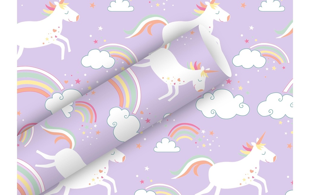 BRAUN + COMPANY Papier cadeau Unicorn lilas (2 pces)