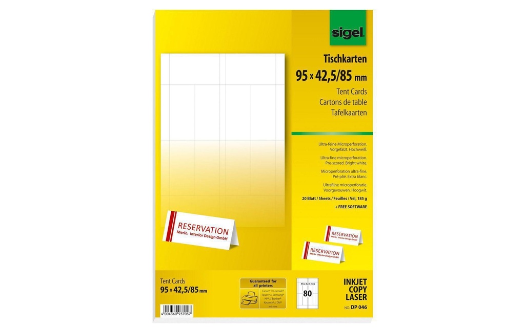 SIGEL Cartes-tables/porte-noms 95x85 (20 pces)