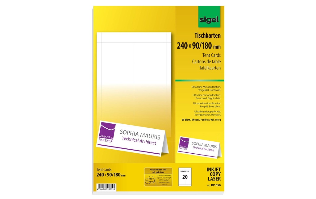 SIGEL Cartes-tabl./porte-nom.240x180 (20 pces)