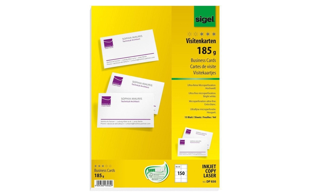 SIGEL Cartes visit neutres microperf (15 pces)