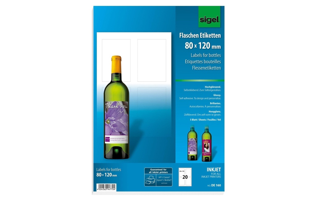 SIGEL Etiquettes pr.bouteill. glossy (5 pces)