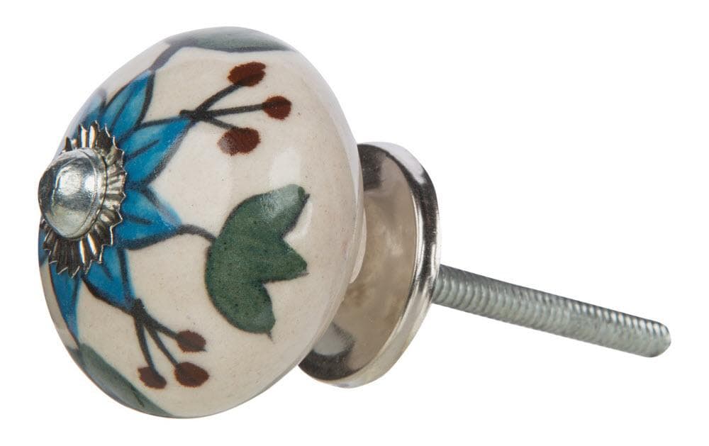 Tranquillo Poignée de meuble fait main, Ø 4 cm, blanc/argenté