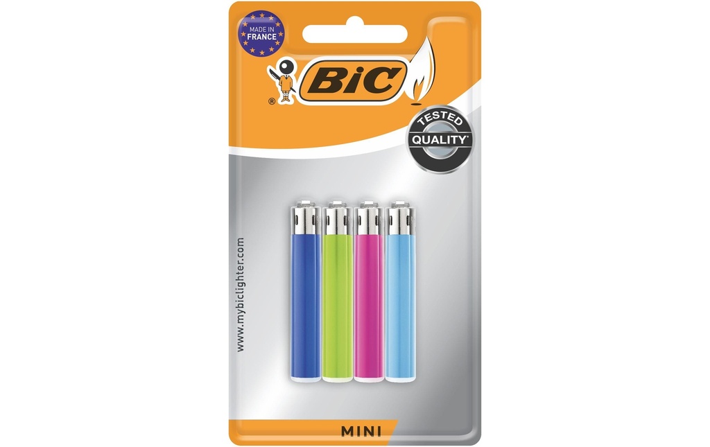 BIC Briquet à friction J25 Mini, Paquet de 4