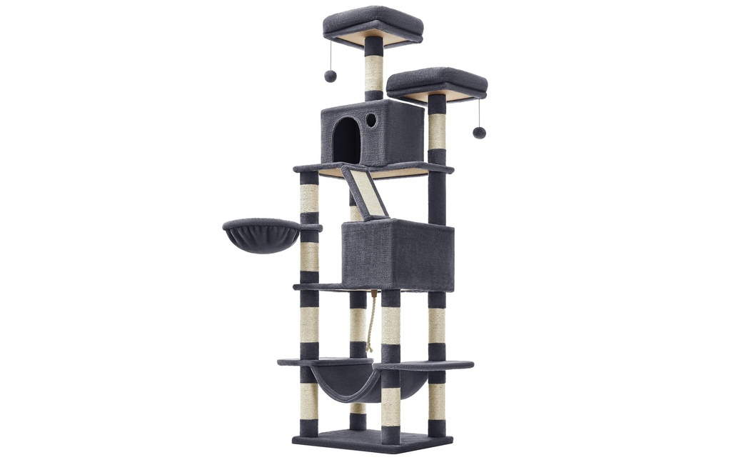Feandrea Arbre à chat XXL, 206 cm, gris fumé/beige