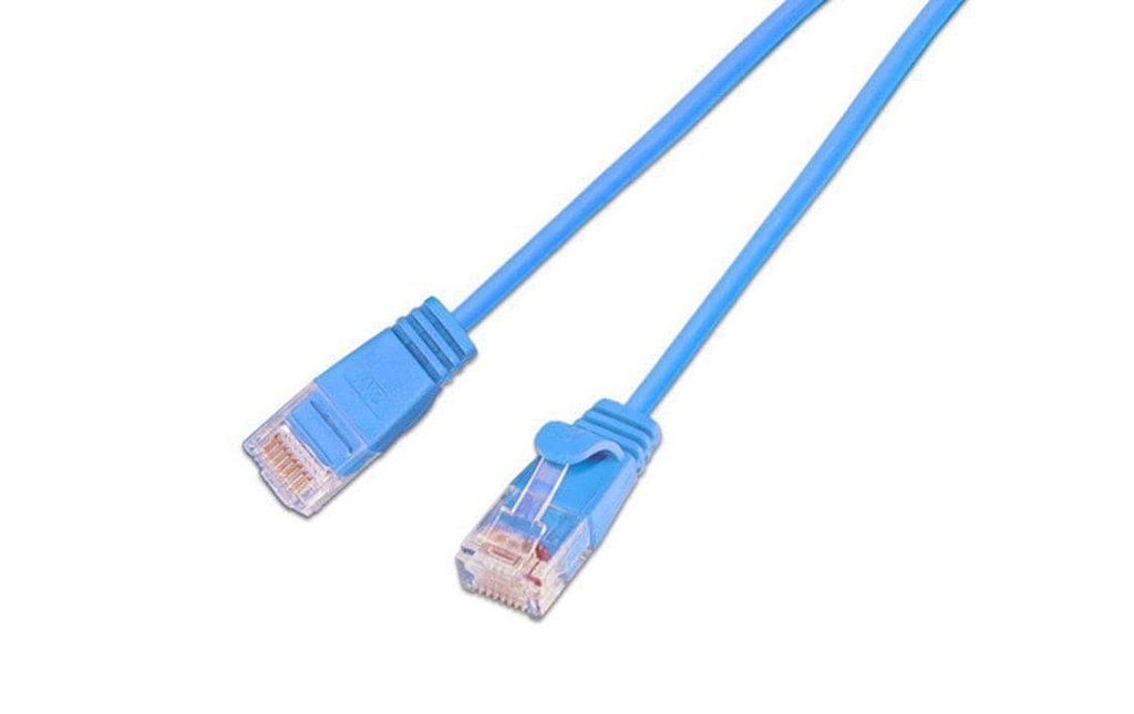 SLIM Câble de raccordement KAT6 Light, rond, U/UTP, Ø 2,8 mm, bleu