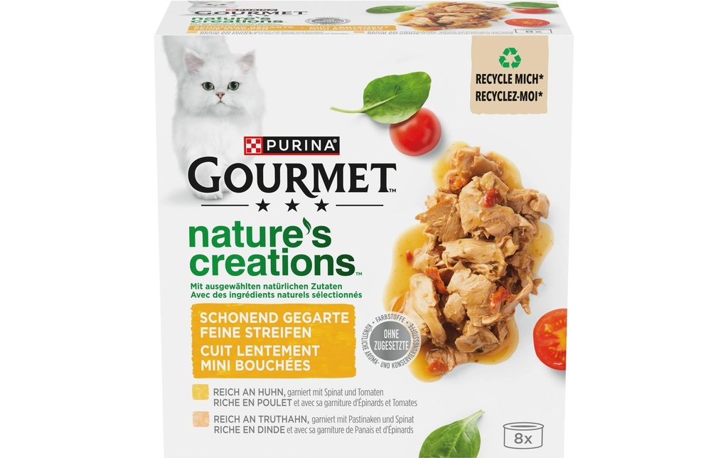 Purina Gourmet Alimentation humide Nature's Creation Poulet & Dinde, 8 x 85 g