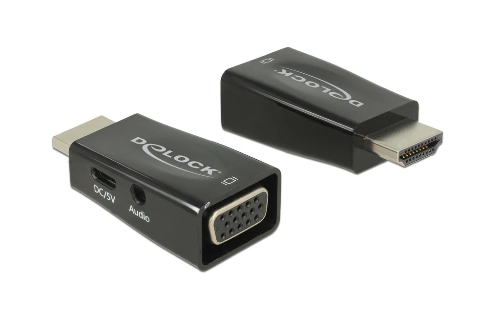Delock Convertisseur HDMI vers VGA, audio inclus Alimentation USB en option