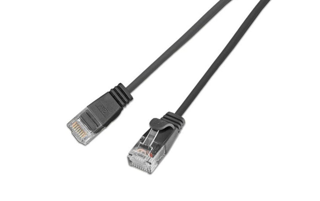 SLIM Câble de raccordement KAT6 Light, rond, U/UTP, Ø 2,8 mm, noir