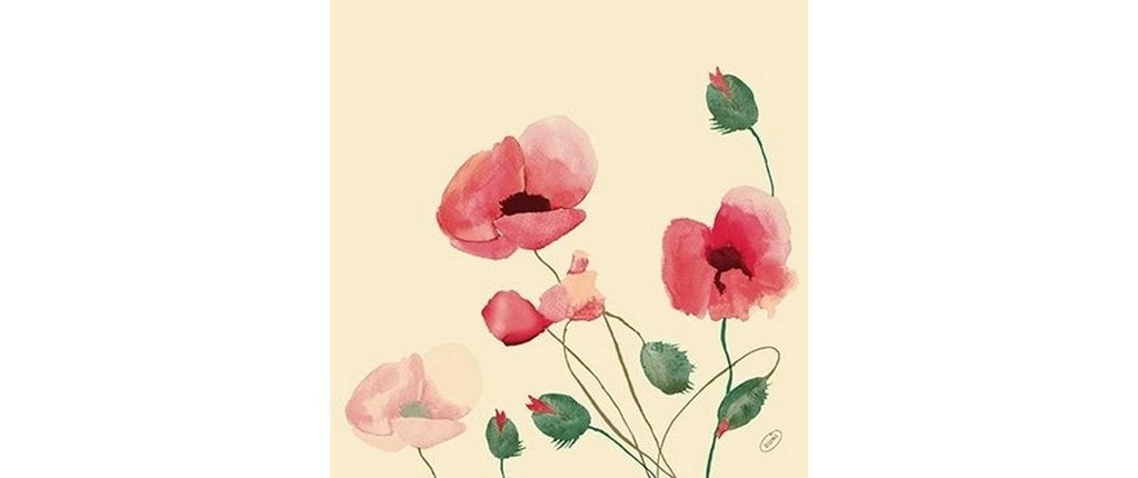 Duni Serviettes en papier Poppy Charm 40 cm x 40 cm, 60 Pièce/s