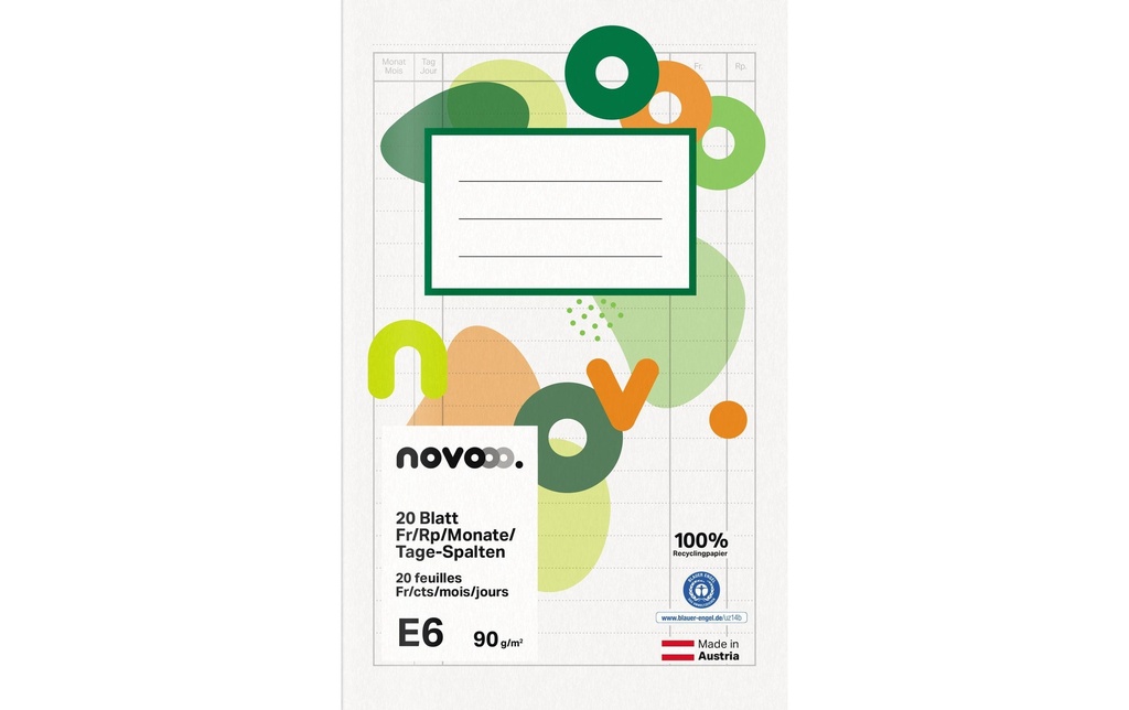 novooo. Cahier E6, 90 g E6, Différentes linéatures