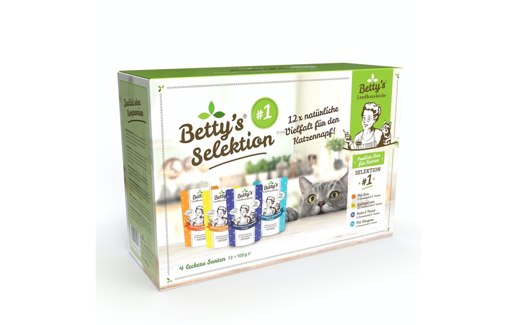 Betty's Landhausküche Alimentation humide Sélection Nr.1 Multipack, 12 x 100 g