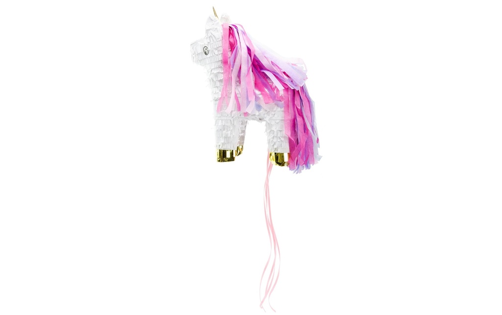 Partydeco Piñata Licorne, 24.5 x 34 x 9 cm, Rose/Blanc, 1 pièce