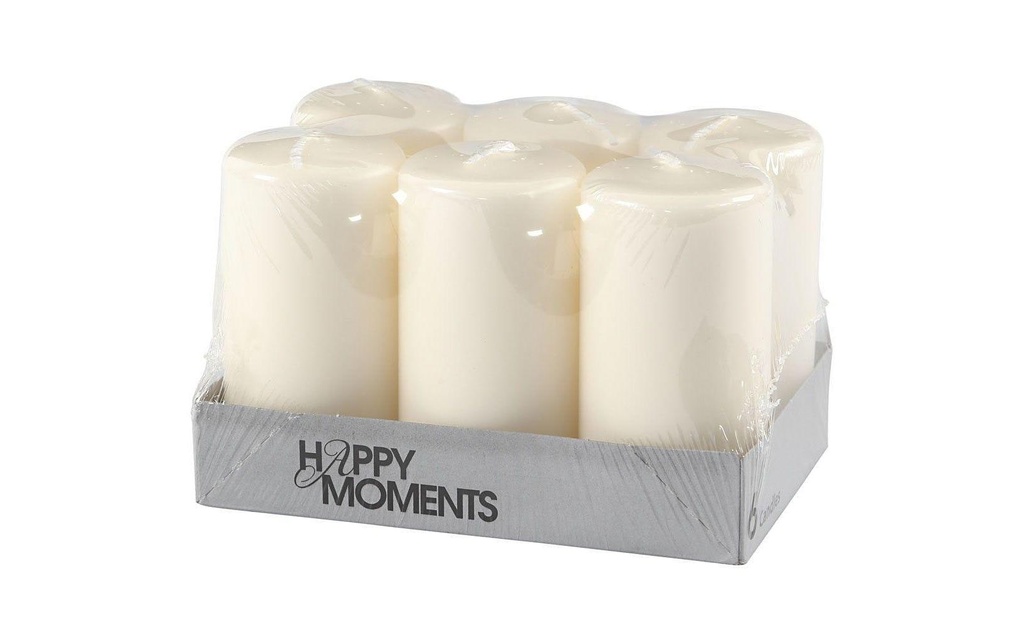 Creativ Company Bougie cylindrique Ø 5 cm Crème, 6 pièces