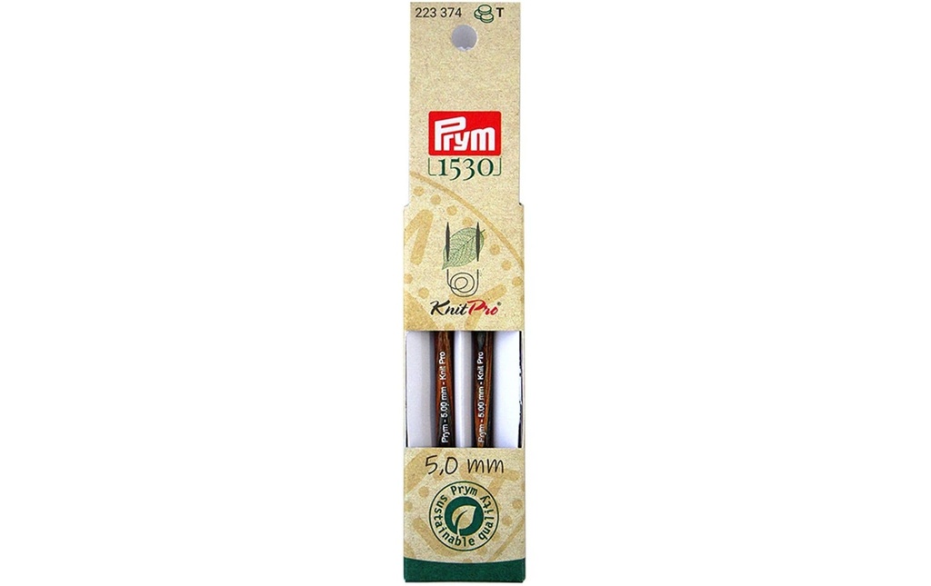 Prym 1530 Pointes d'aiguilles à tricoter Natural, court 5.00 mm, 8.7 cm, bois de bouleau