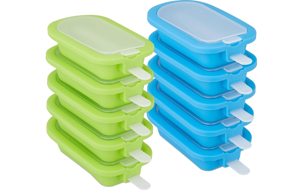 relaxdays Moule à glace 10 pièces, Bleu/Vert