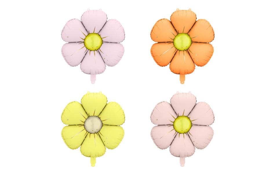 Partydeco Ballon en aluminium Pâquerette, 45 cm, 4 pièces
