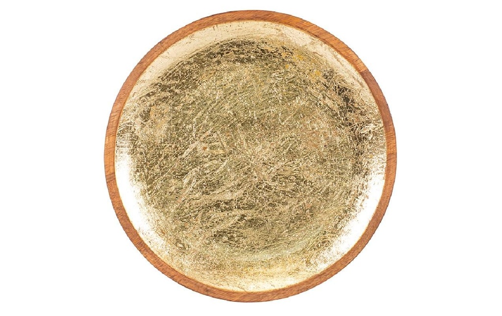 Kadastar Plateau de service Shine Ø 25 cm, Brun/Doré