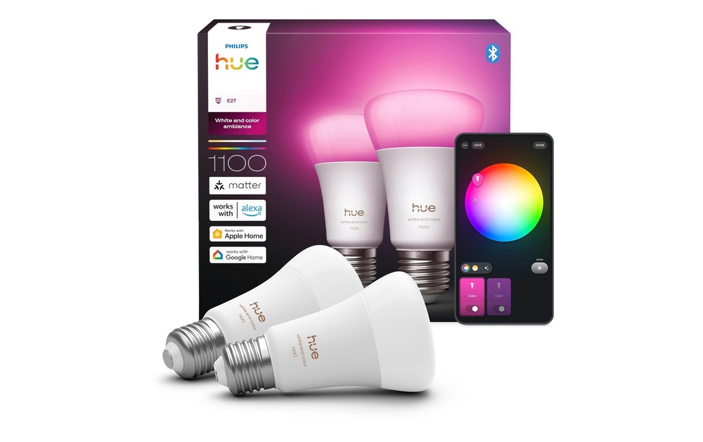 Philips Hue Ampoules White & Col. Amb. pack double E27 2x 1100 lm