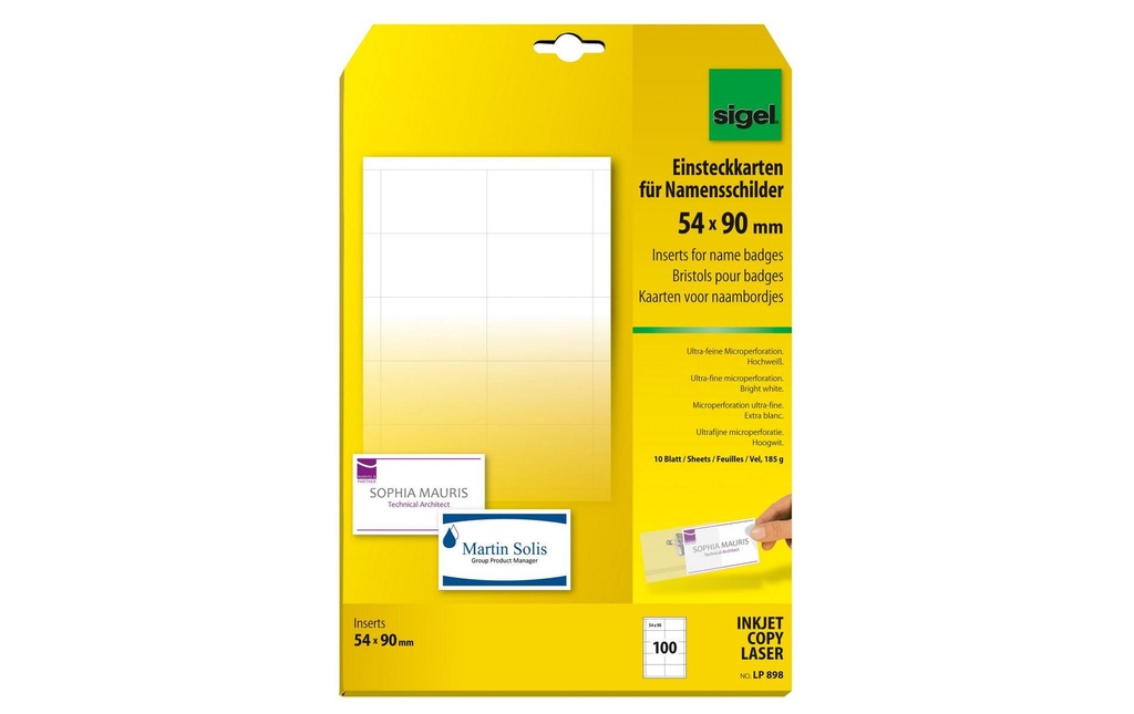 SIGEL Cartes porte-nom.pr.PC 10f.170 (10 pces)