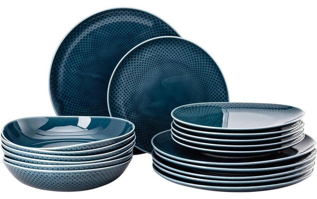 Rosenthal Assiette non décorative Junto Ocean Blue, set de 18 pièces