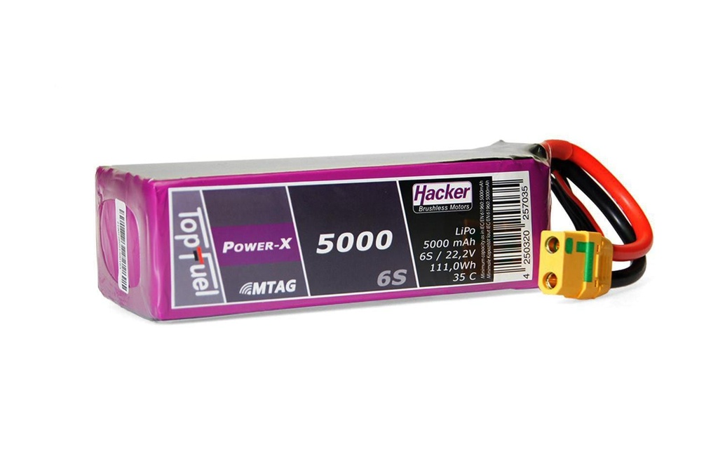 Hacker Batterie RC LiPo 5000 mAh 22.2 V 35C TopFuel Power-X MTAG
