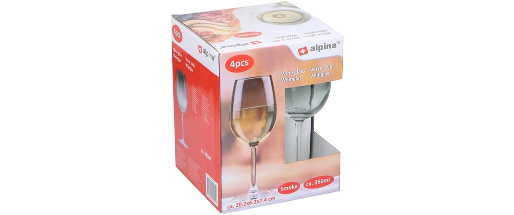 alpina Verre à vin blanc Fumée 350 ml, 4 Pièce/s, Transparent