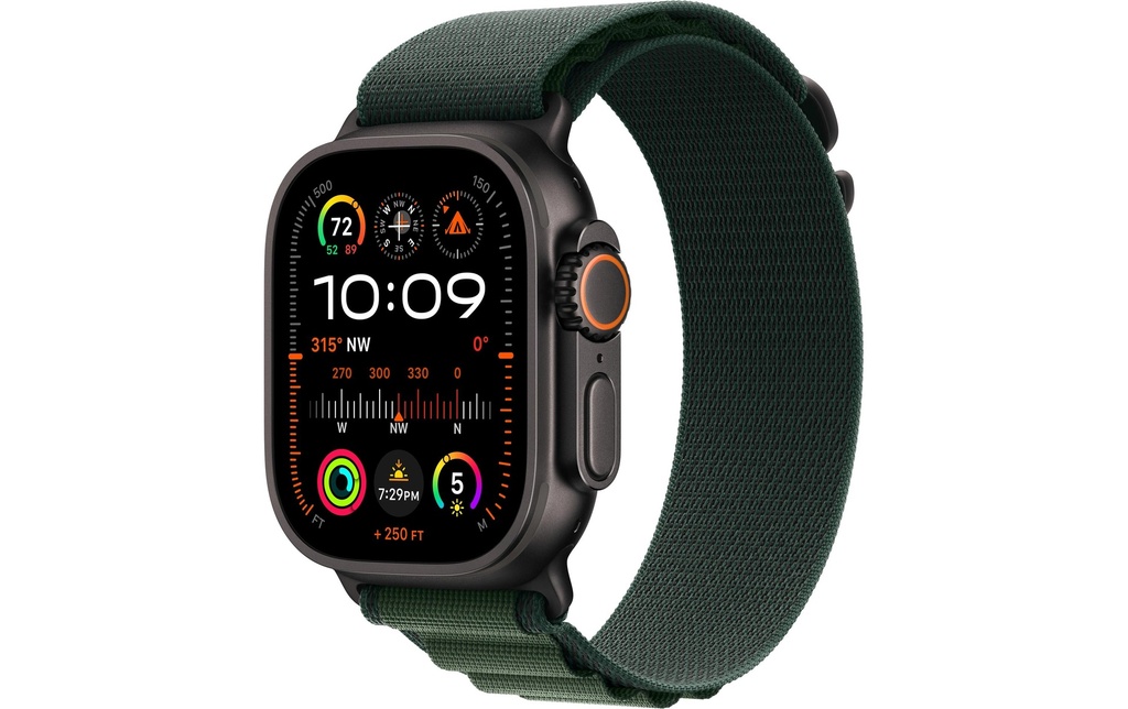 Apple Watch Ultra 2 Black Titanium Alpine Loop Vert foncé Small
