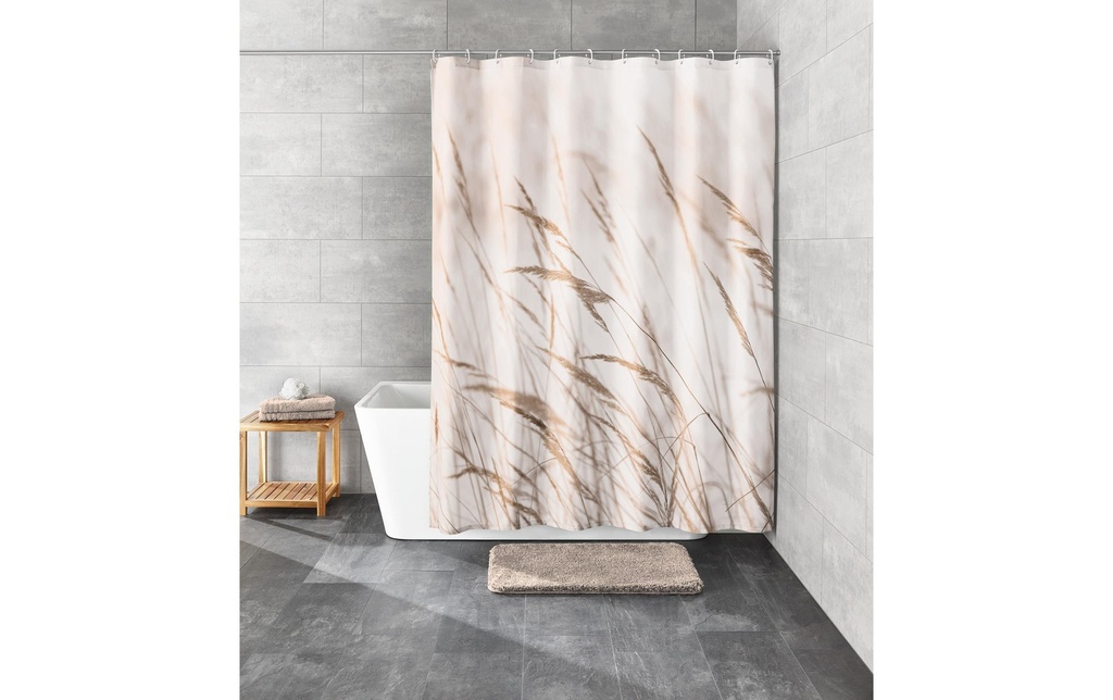 Kleine Wolke Rideau de douche Sylt 180 x 200 cm, Beige/Blanc