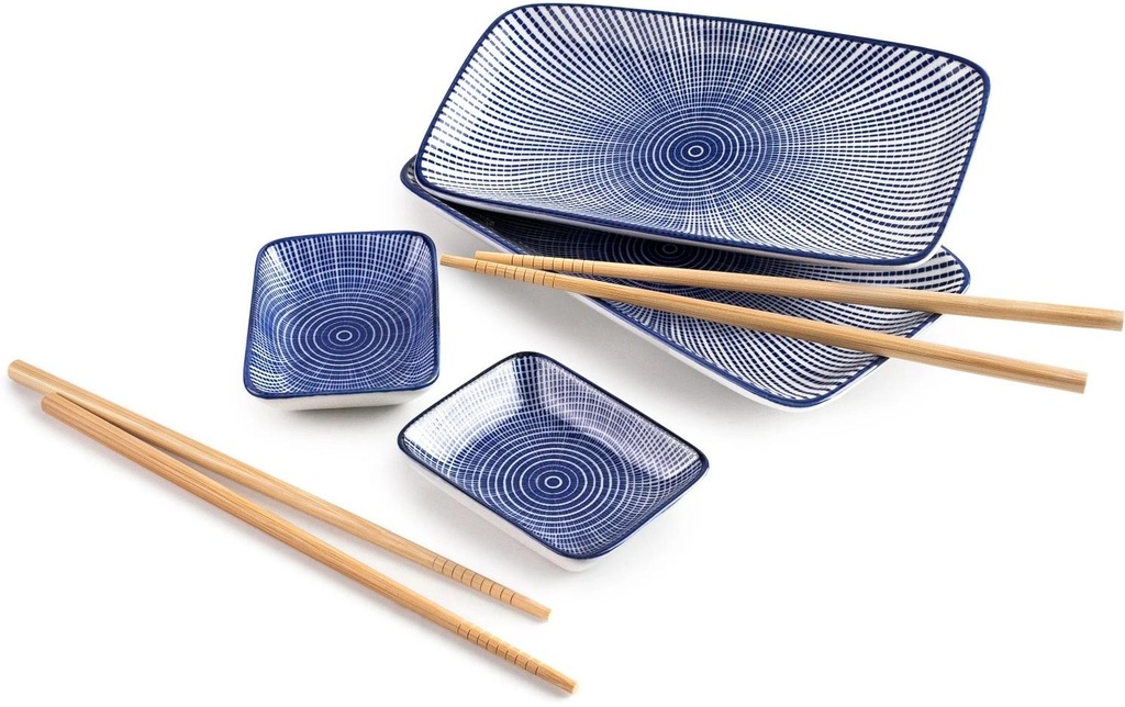Ibili Set à sushi 6 pièces, Bleu/Blanc