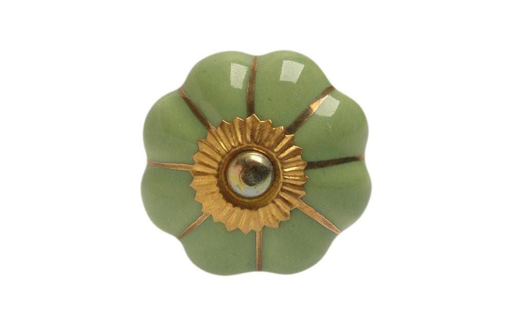 Tranquillo Poignée de meuble fait main, Ø 4 cm, Vert/Doré