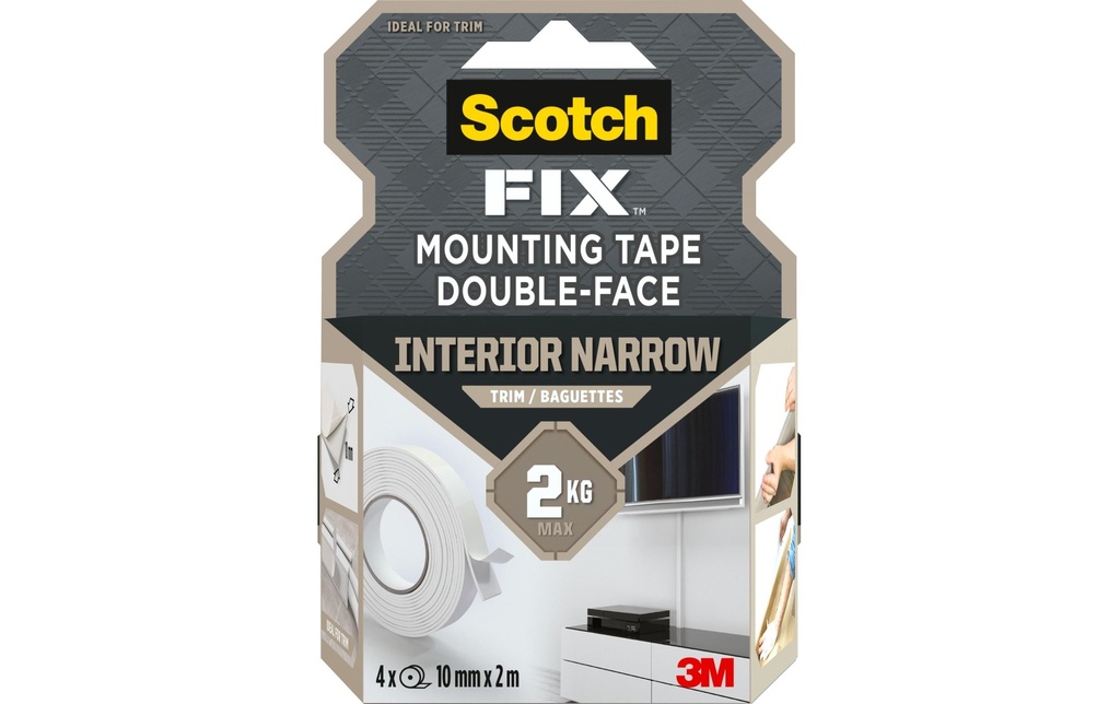 Scotch Ruban de montage Scotch-Fix, 10 mm x 2 m, Blanc